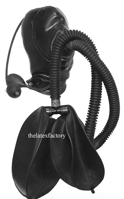 Inflatable hood with Medical Mask in 1.05mm Sheet Latex with Corrugated Pipe and Bags