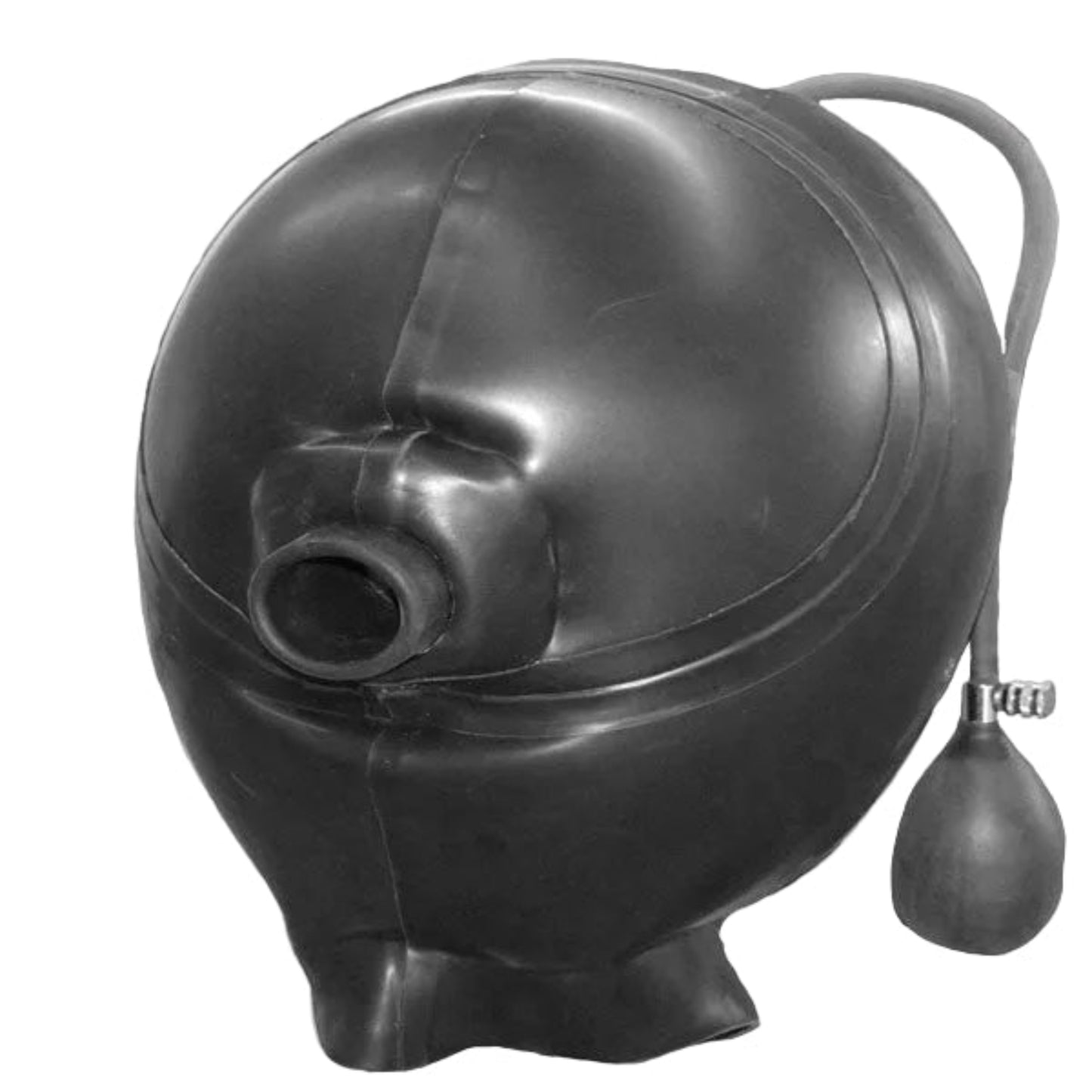 Latex Double Skinned Inflatable Hood with Piss Gag