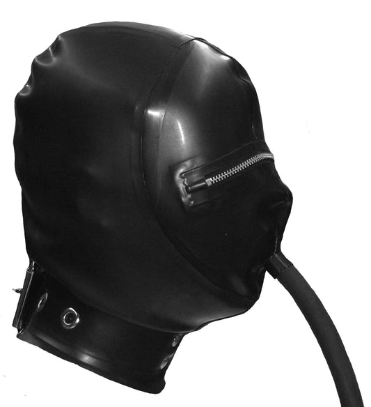 Latex-Augenhaube mit Reißverschluss und großem Nackenband