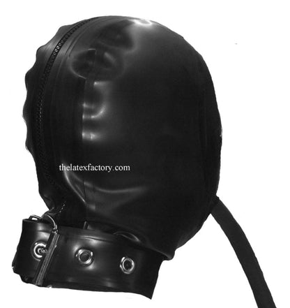 Latex-Augenhaube mit Reißverschluss und großem Nackenband