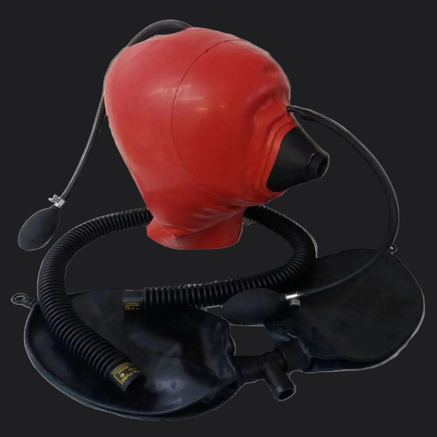 inflatable hood with medical mask and bags