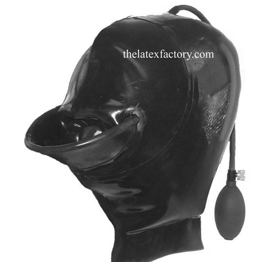 Latex Inflatable Pump Up Hood with Piss Gag