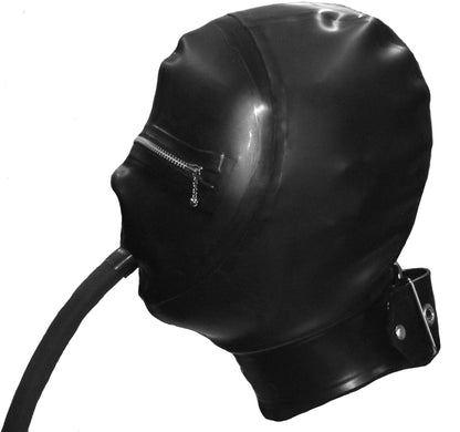 Latex-Augenhaube mit Reißverschluss und großem Nackenband