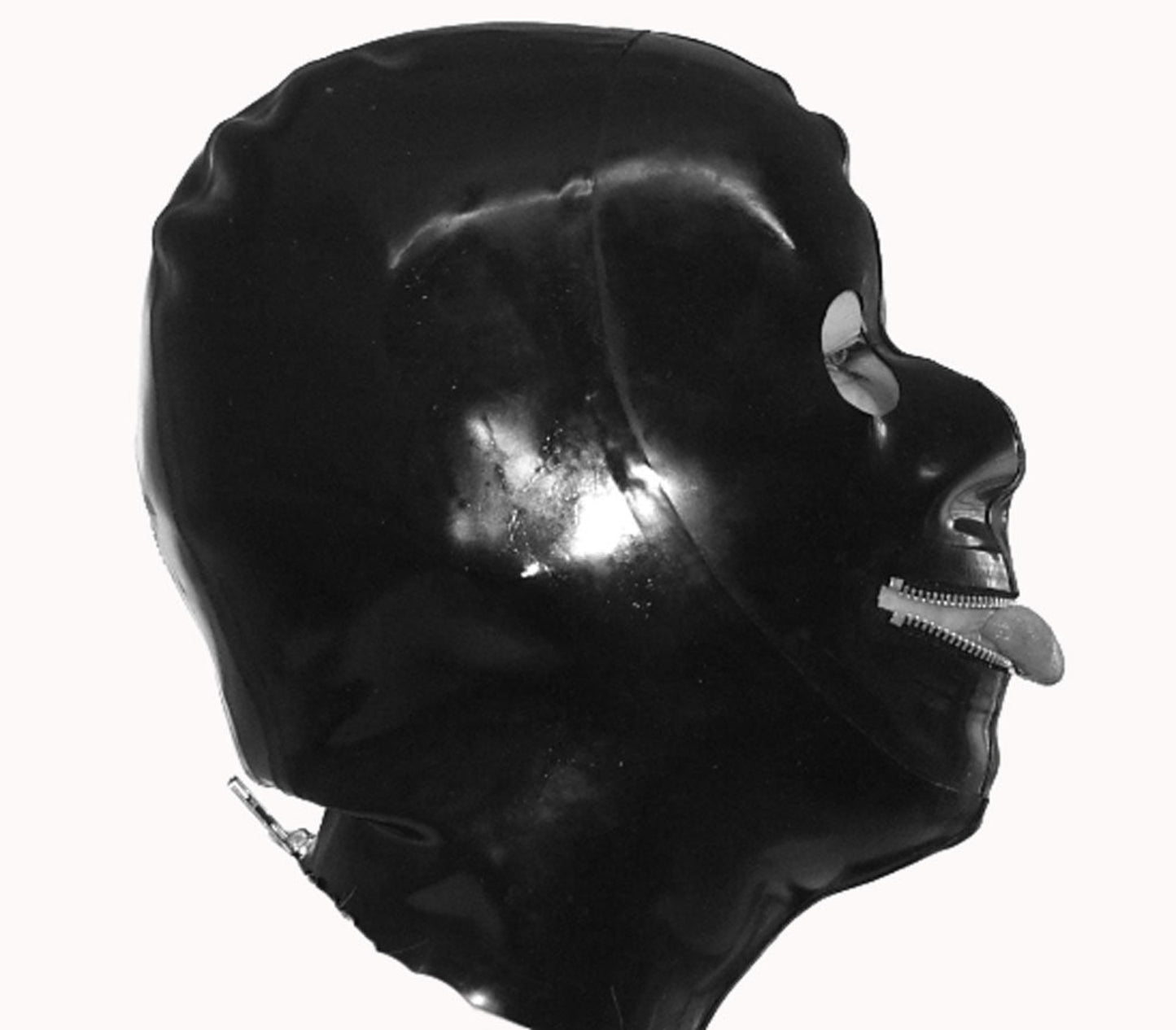 Black hood  with a zipper on a white background