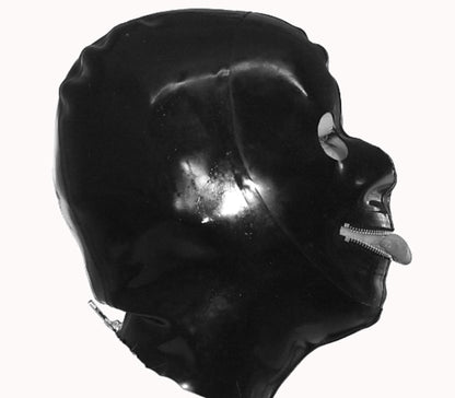 Black hood  with a zipper on a white background